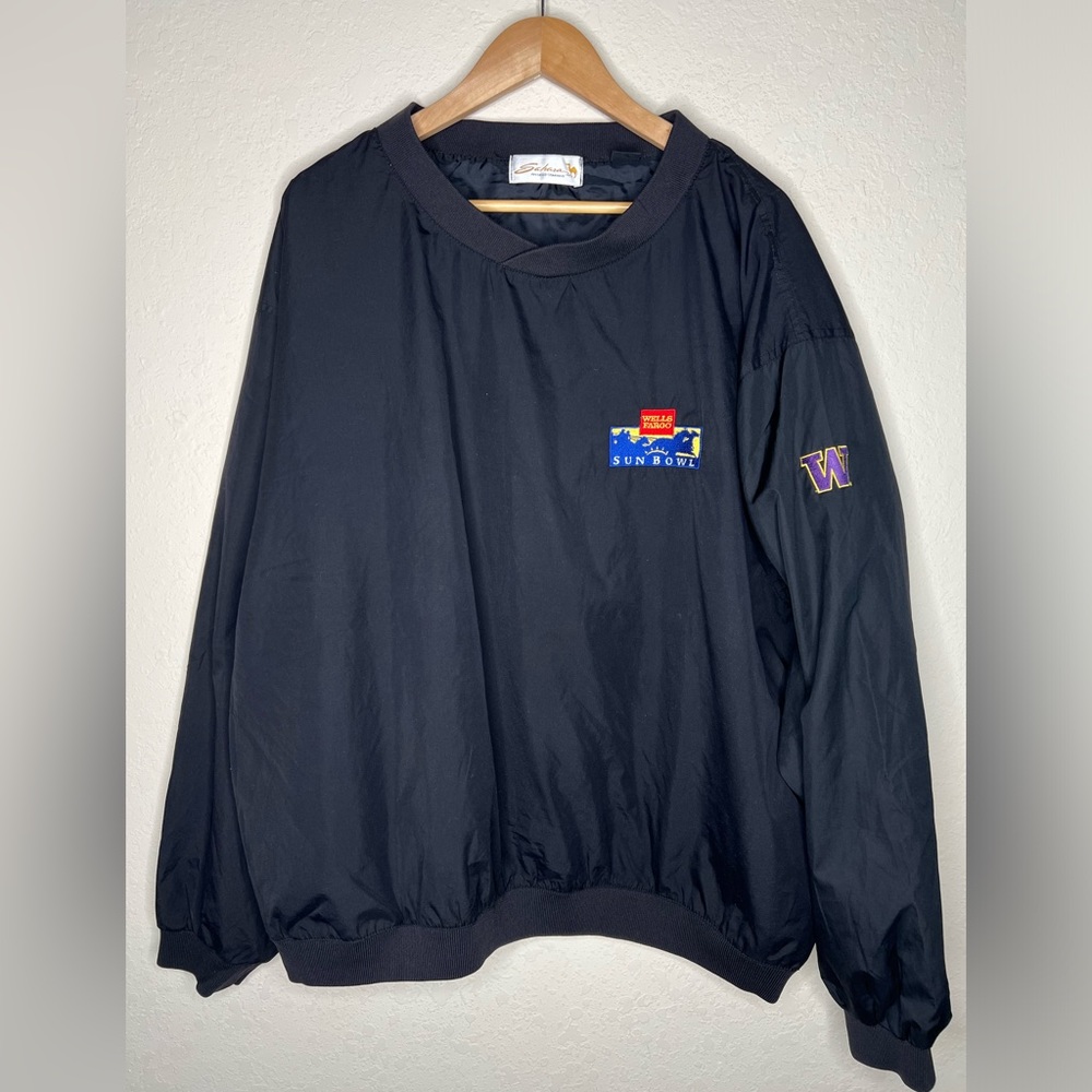 Vintage 2002 Washington Huskies Sun Bowl Jacket Mens Size 3XL Black Pullover UW